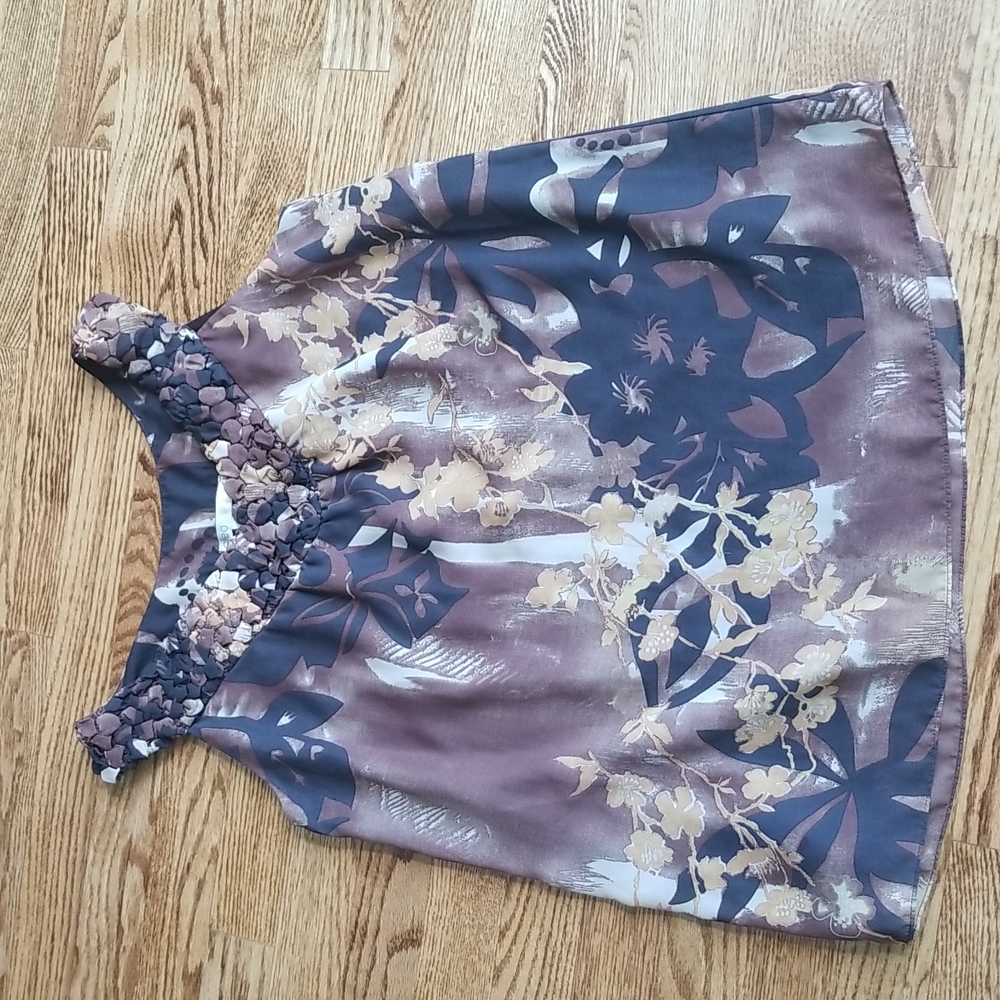 (M) Cleo Cleo Flowy Lined Floral Tank Top or Blouse with Awesome Details